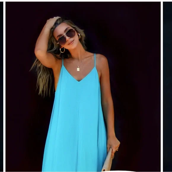 NWT Vici OLSEN SLIT MAXI DRESS - TURQUOISE